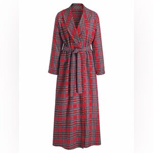 Women’s red plaid 100% cotton flannel robe